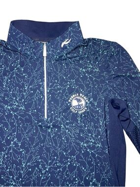KJUS Women’s Navy Blue Patterned Quarter-Zip Sun Shirt Pebble Beach Logo XS